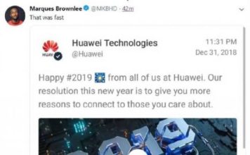 华为官方用 iPhone 发新年祝福推文秒删：场面尴尬