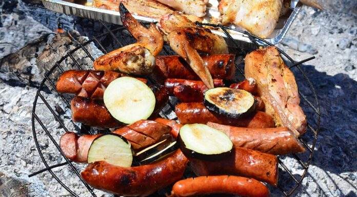 户外野餐冷藏箱和食物提醒夏天保持冷食低温