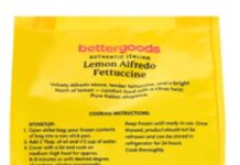 FDA通报bettergoods柠檬阿尔弗雷多宽面李斯特菌召回 FDA召回页产品图:bettergoods Authentic Italian Lemon Alfredo Fettuccine黄色冷冻包装