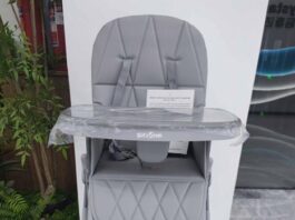 CPSC召回页产品图：Bicystar灰色儿童高脚餐椅TB-HC6900