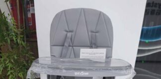 CPSC召回页产品图：Bicystar灰色儿童高脚餐椅TB-HC6900