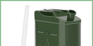 CPSC召回页产品图：Deli Jerry深绿色金属便携燃油罐