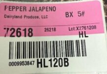 FDA通报Hardie’s墨西哥辣椒沙门氏菌召回 FDA召回页产品图:Hardie's Fresh Foods PEPPER JALAPENO 5#透明袋装墨西哥辣椒标签