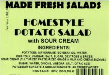 FDA召回页产品图：Made Fresh Salads Homestyle Potato Salad with Sour Cream 30磅桶装