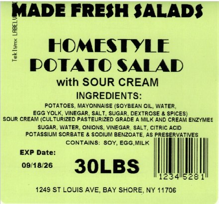 FDA召回页产品图：Made Fresh Salads Homestyle Potato Salad with Sour Cream 30磅桶装