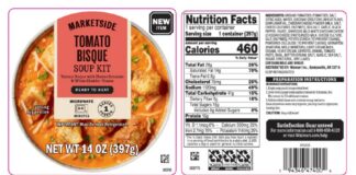 FDA召回页产品图：Marketside Tomato Bisque Soup Kit番茄浓汤套装包装
