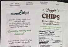 FDA通报Momchipz蔬菜脆片未标注小麦过敏原 FDA召回页产品图:Momchipz Veggie Chips Broccoli Florets and Cauliflower袋装