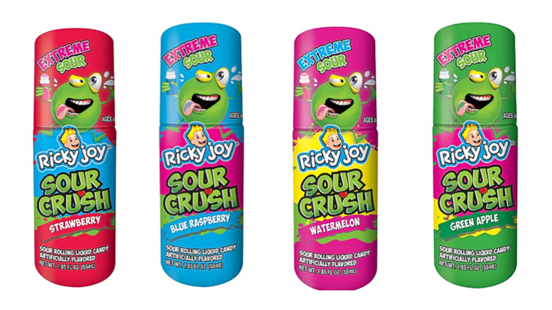 CPSC召回页产品图:Ricky Joy Sour Crush Rolling Liquid Candy糖果瓶