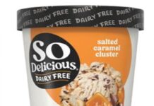 FDA召回页产品图：So Delicious Dairy Free盐焦糖腰果非乳冷冻甜品品脱装正面