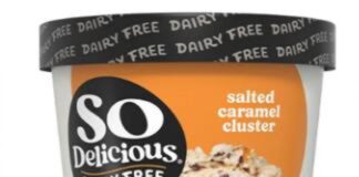 FDA召回页产品图：So Delicious Dairy Free盐焦糖腰果非乳冷冻甜品品脱装正面