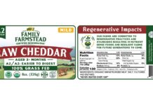 FDA通报Family Farmstead生乳切达奶酪疑含大肠杆菌召回 FDA公告中的Family Farmstead生乳切达奶酪包装正面与背面标签