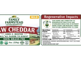 FDA通报Family Farmstead生乳切达奶酪疑含大肠杆菌召回 FDA公告中的Family Farmstead生乳切达奶酪包装正面与背面标签