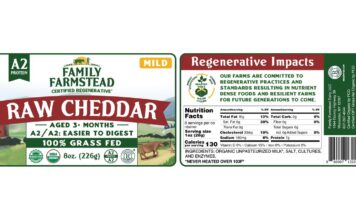 FDA通报Family Farmstead生乳切达奶酪疑含大肠杆菌召回 FDA公告中的Family Farmstead生乳切达奶酪包装正面与背面标签