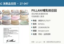 美国召回约2.6万个PILLANI哺乳枕因可能致婴儿窒息 CPSC召回PILLANI哺乳枕产品图:多种颜色图案的U形哺乳枕及型号NP4351标签