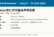 FDA通报Prolon杏仁可可酱未声明榛子腰果开心果过敏原 FDA H-1335-2026 Prolon杏仁可可酱未声明树坚果召回信息图