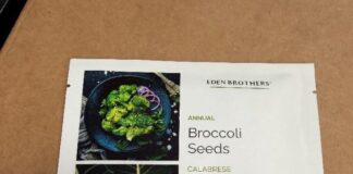 FDA通告中的Eden Brothers Calabrese西兰花种子包装标签产品图