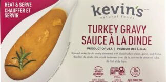 CFIA通告中的Kevin's Natural Foods Turkey Gravy 1.33 L包装正面产品图