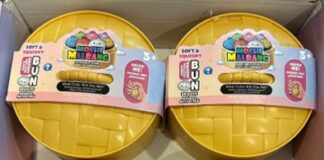 CPSC召回页产品图：Mochi Malrang神秘饺子玩具与竹蒸笼形包装