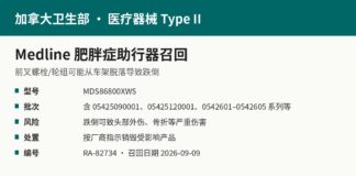 加拿大卫生部RA-82734 Medline Bariatric Rollator召回信息图