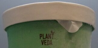 CFIA通告中的Nora's Plant Veda薄荷巧克力碎非乳冷冻甜点500毫升正面产品图