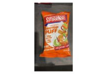 CFIA扩大召回Smarter Snacks纯素蛋白泡芙全部批次含未申报牛奶 CFIA召回通告中的Smarter Snacks纯素蛋白泡芙辣椒青柠味50克包装正面图