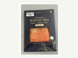 FDA通告中的Starfish Seafood冷熏海鲜三拼包装正面标签产品图