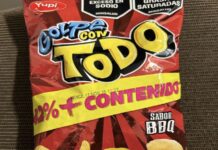 USDA召回YUPI Golpe Con Todo BBQ薯片因哥伦比亚炸猪皮不合格 USDA FSIS召回标签图:YUPI Golpe Con Todo SABOR BBQ混合薯片60克袋装